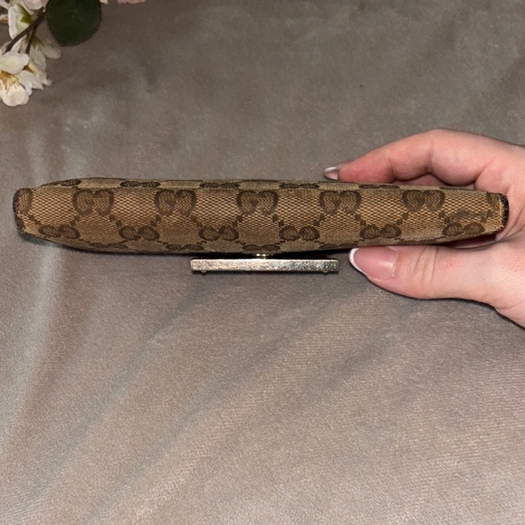 gucci brown monogram fold wallet with sherry line - Picture 13 of 14